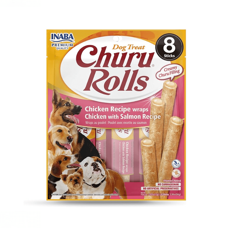 INABA Churu Rolls chicken recipe wraps chicken with salmon recipe 96g/8 packs per pack - SNH Packing