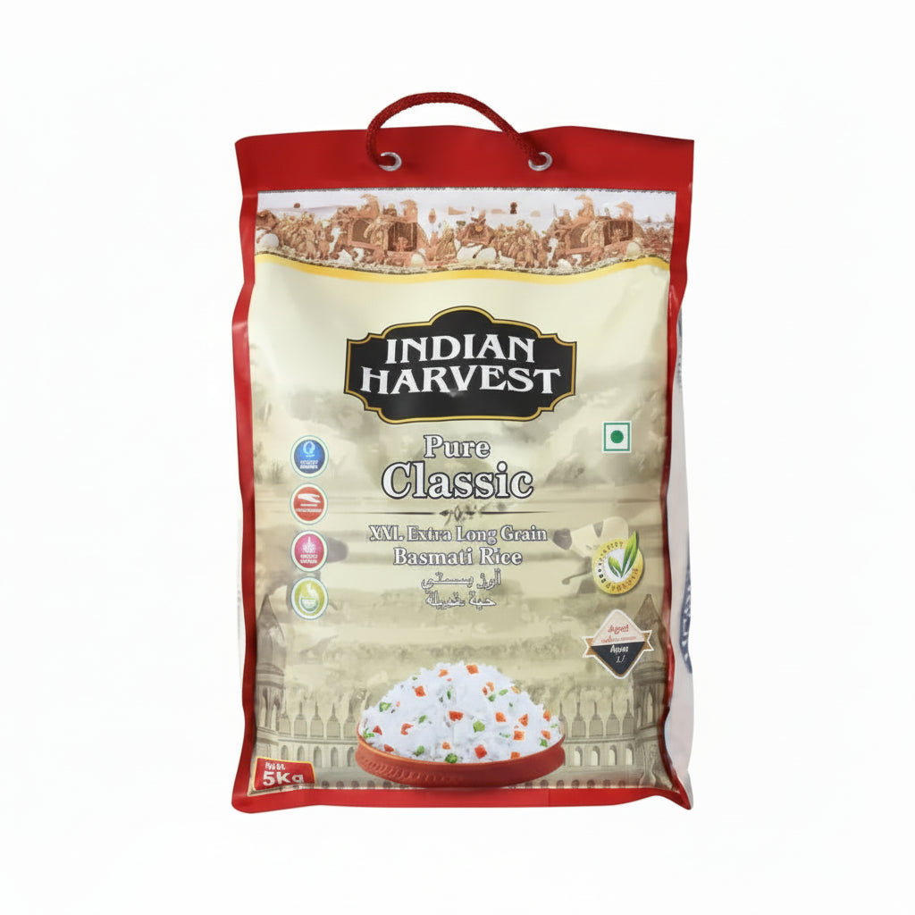 Indian Harvest Pure Classic Extra Long Grain Basmati Rice - 5Kg - SNHÂ Packing