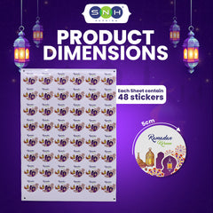 Ramadan Kareem Sheet Paper Stickers 5cm Round