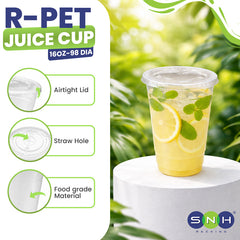 PET JUICE CUP & Lid 98mm Disposable Cold Drink Cup