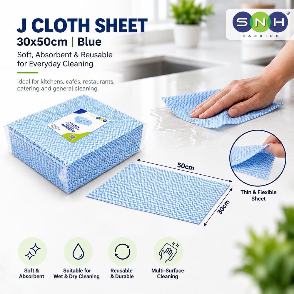 J Cloth Sheet 30x50cm Blue 50 Pieces Soft Absorbent - SNH Packing