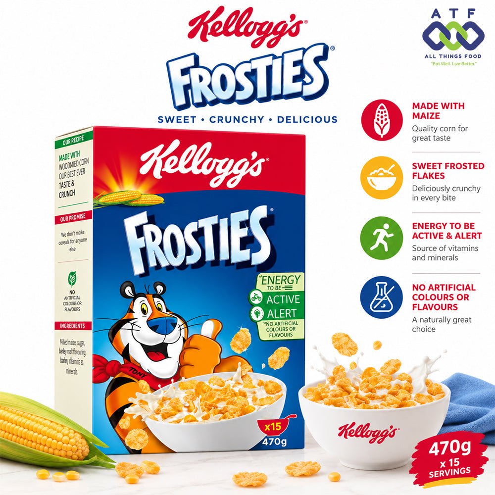 Kellogg's Frosties 470G Sweet Frosted Corn Flakes Cereal - SNH Packing