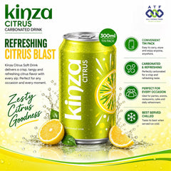 Kinza Citrus Soft Drink Tin 300ml x 24 Energetic Freshness - SNH Packing