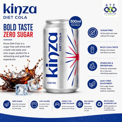 Kinza Diet Cola Sugar-Free Drink 300ml Beverage Can - SNH Packing