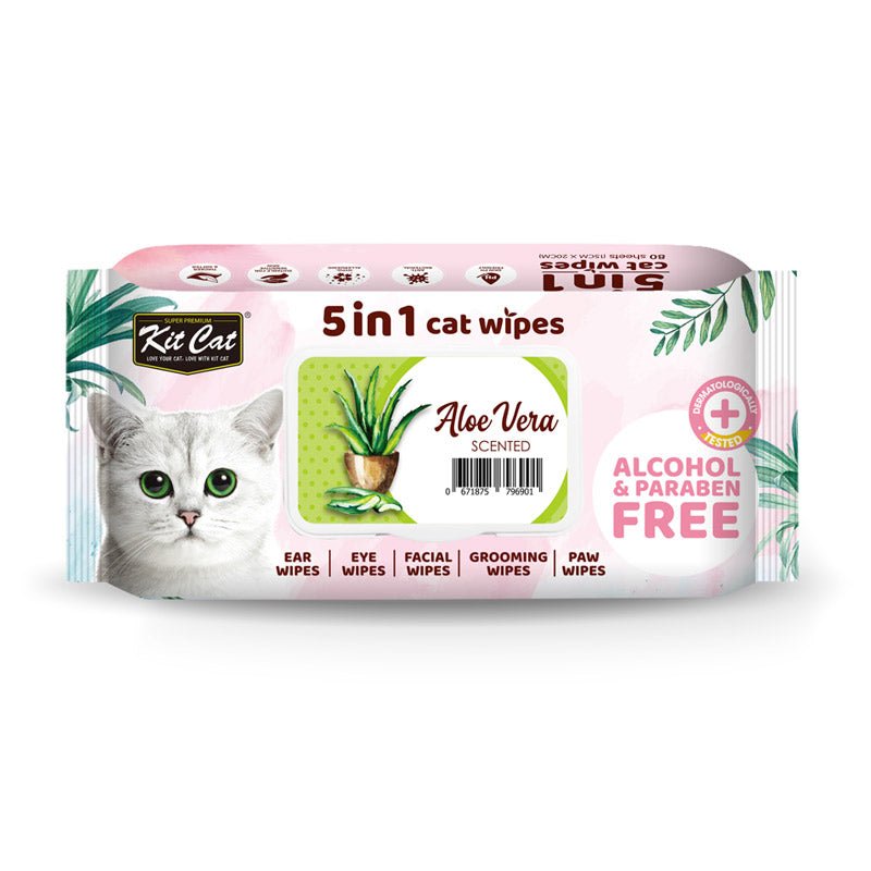 Kit Cat 5 - in - 1 Cat Wipes ALOE VERA Scented - SNH Packing