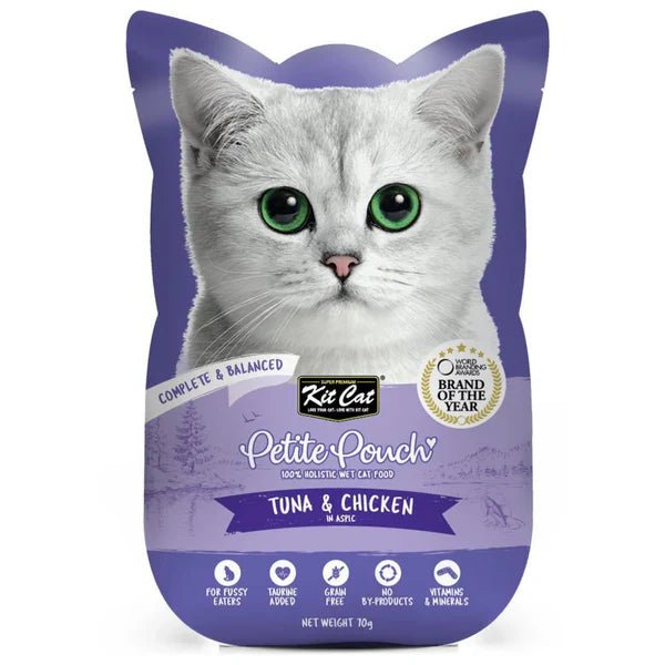 Kit Cat Petite Pouch - Tuna & Chicken In Aspic Wet Cat Food 70G - SNH Packing