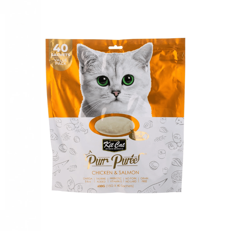 Kit Cat Puree 600g Chicken & Salmon - 40pcs - SNH Packing