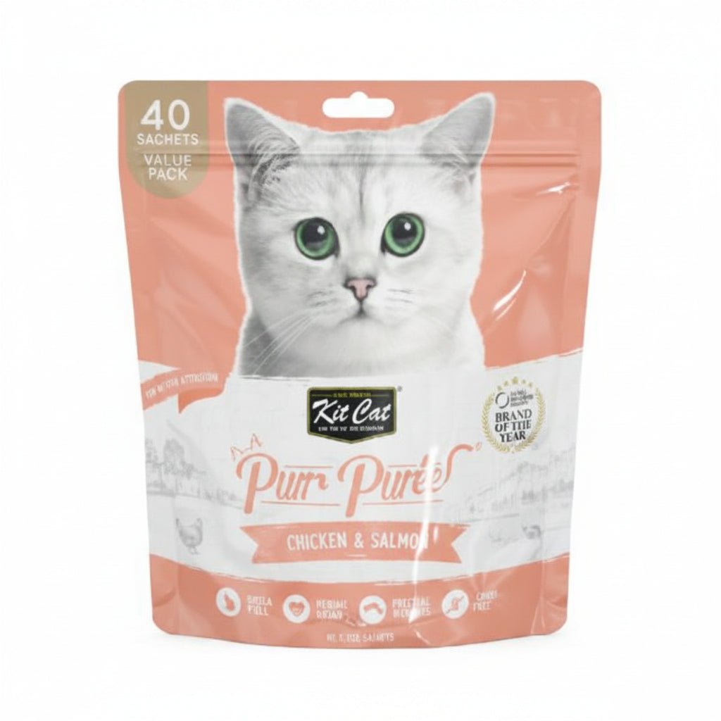 Kit Cat Purr Puree Chicken & Salmon (40 Sachets Value Pack) - SNH Packing