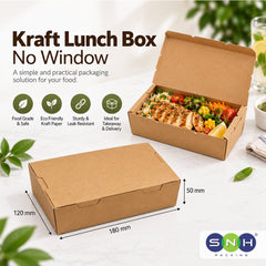 Kraft Lunch Box Brown No Window 120mm to 195mm - SNH Packing