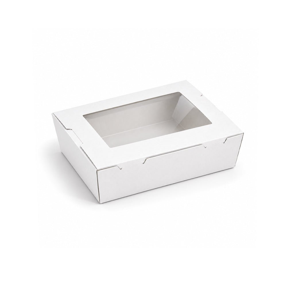 Kraft Lunch Box with Window White Paperboard Takeaway Packaging - SNH Packing