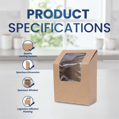 Kraft Wrap Box with Window Brown 15x5.5x9.5CM - SNH Packing