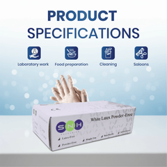 Latex Gloves – Powder - Free Disposable Gloves 100 PCS PKT - SNH Packing