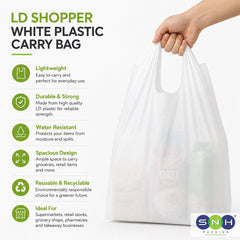 LD Shopper White Plastic Carry Bags 15KG Multiple Sizes - SNH Packing