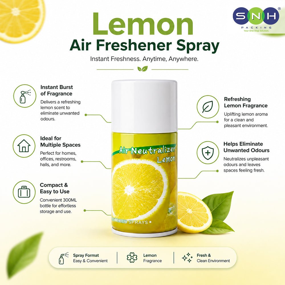 Lemon Air Freshener 300ml Yellow Fresh Fragrance Spray - SNH Packing