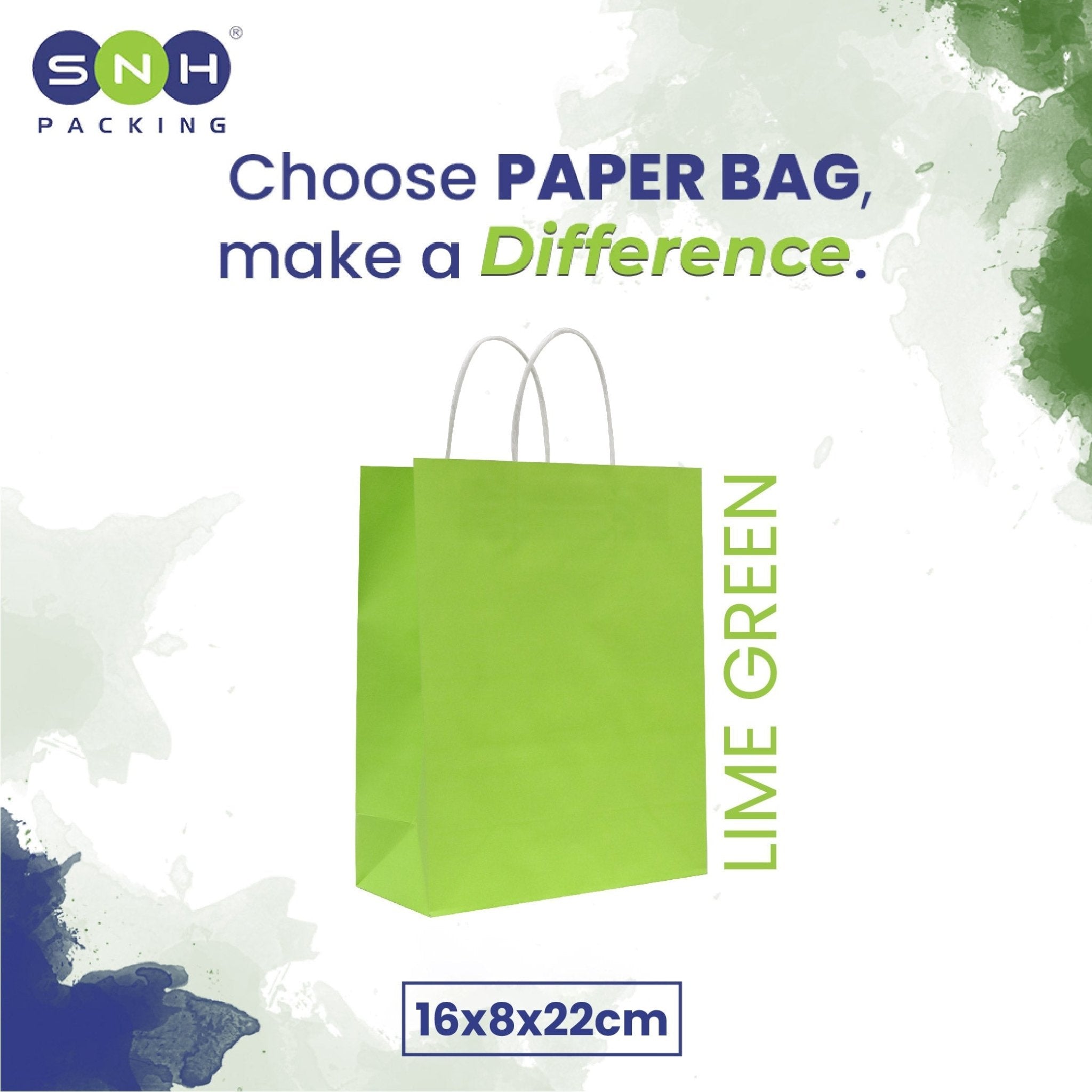 Lime Green Twisted Handle Paper Bags | Kraft Shopping Bags - SNH Packing