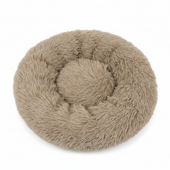 Grizzly Velor Plush Round Bed Beige Pink Large- 71 x 20cm