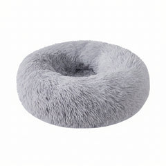 Grizzly Velor Plush Round Bed Grey Large - 71 x 20cm