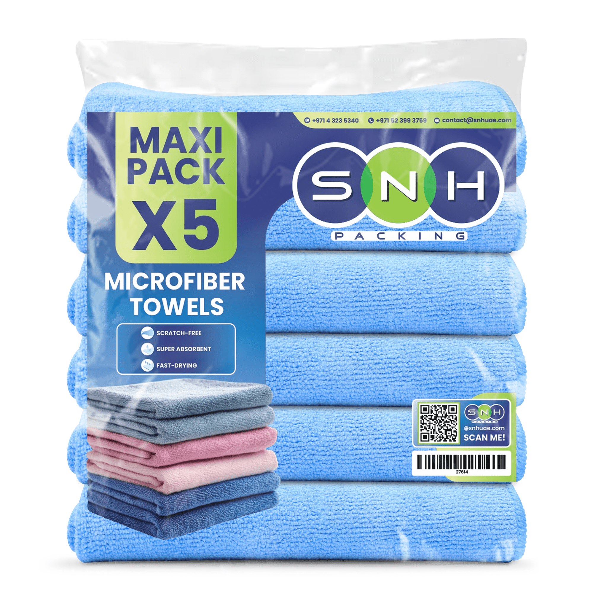 Microfiber Cleaning Cloth – 5 PCS PKT | 40x40 cm - SNH Packing
