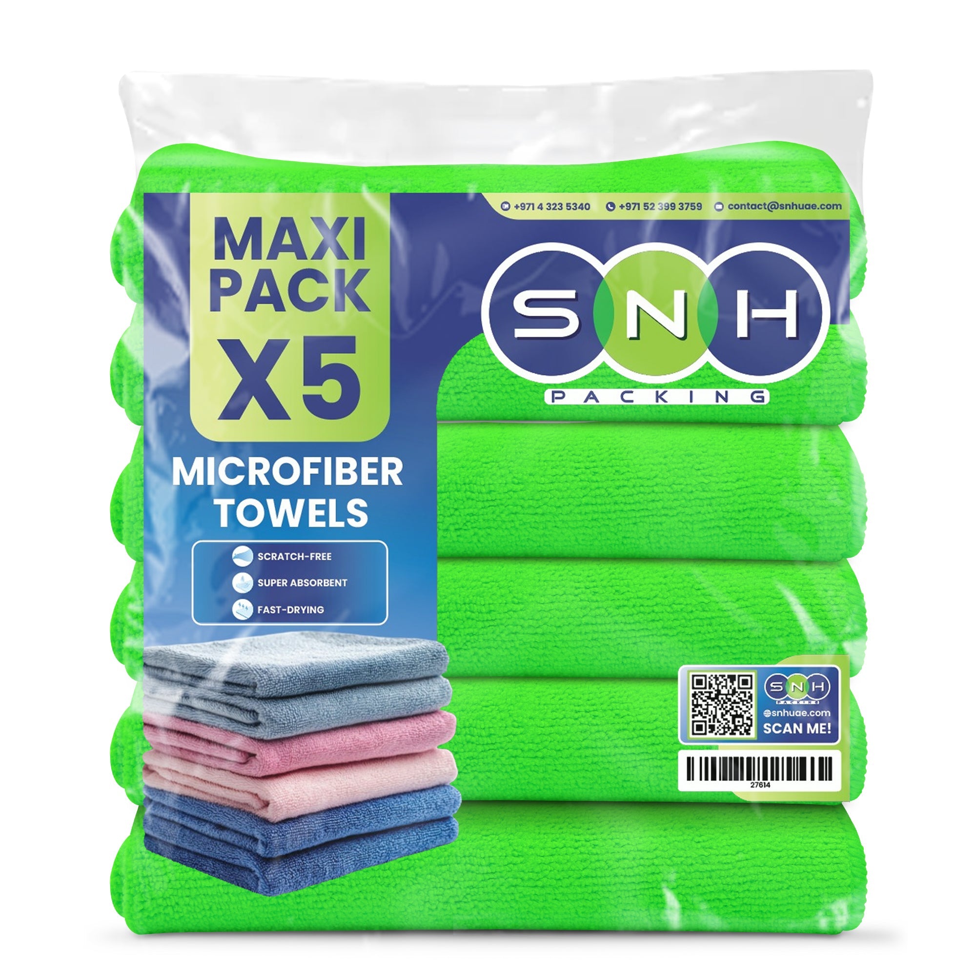 Microfiber Cleaning Cloth – 5 PCS PKT | 40x40 cm - SNH Packing