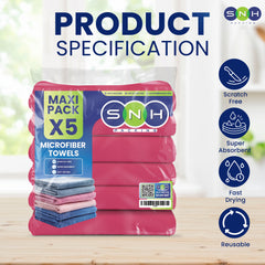 Microfiber Cleaning Cloth Pack – 40x40cm | 5pcs x 20PKTs | Multi-Color Options