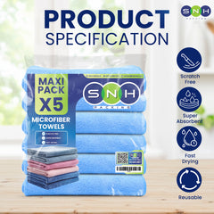 Microfiber Cleaning Cloth Pack – 40x40cm | 5pcs x 20PKTs | Multi-Color Options