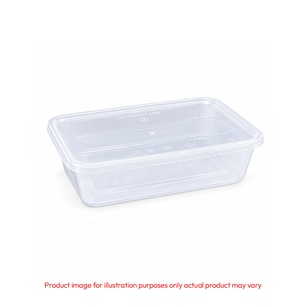 Microwavable Rectangular Containers Clear Lid 500ml to 1500ml - SNH Packing