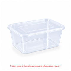 Microwavable Rectangular Containers Clear Lid 500ml to 1500ml - SNH Packing