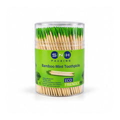 Minted Toothpicks 400 Pieces Wooden Cup Pack Fresh Mint Flavour - SNH Packing