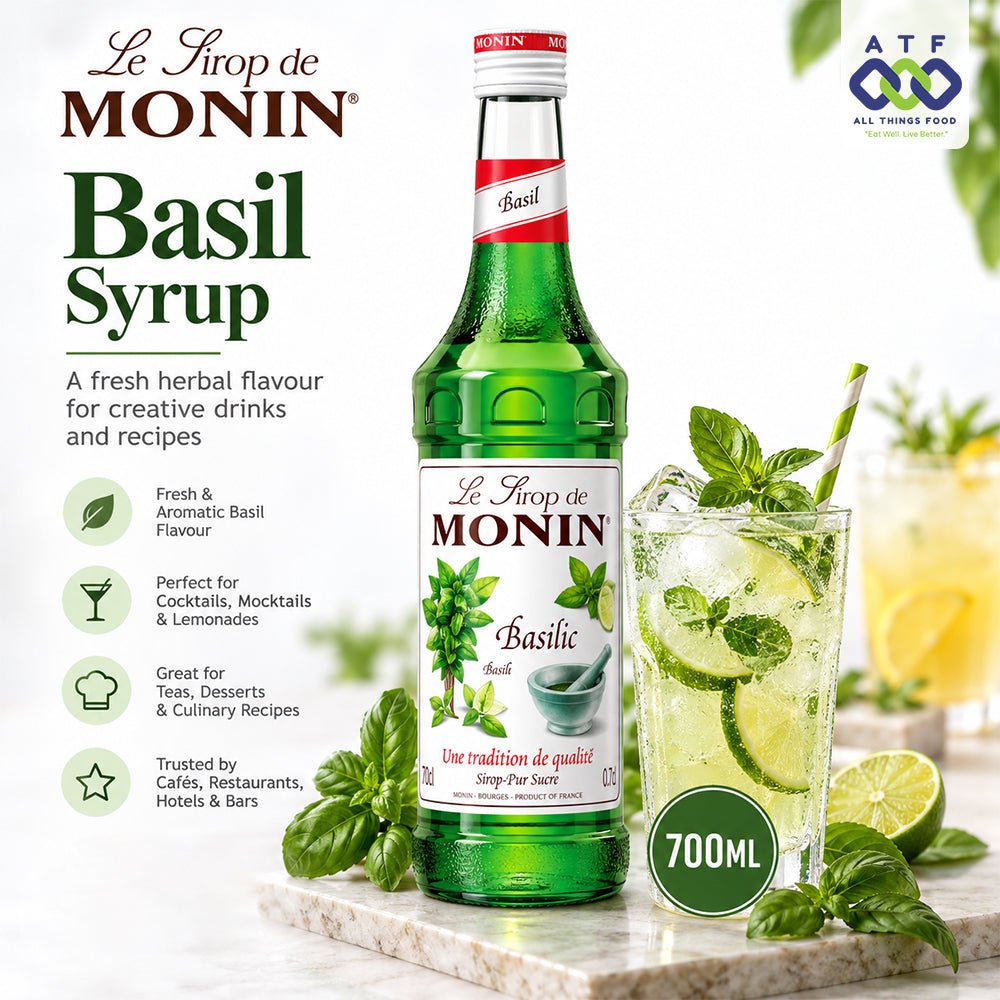 Monin Basil Syrup 700ML for Mocktails and Lemonades - SNH Packing