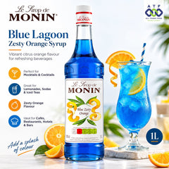 Monin Blue Lagoon Zesty Orange Syrup 1L Citrus Flavour Beverage Syrup - SNH Packing