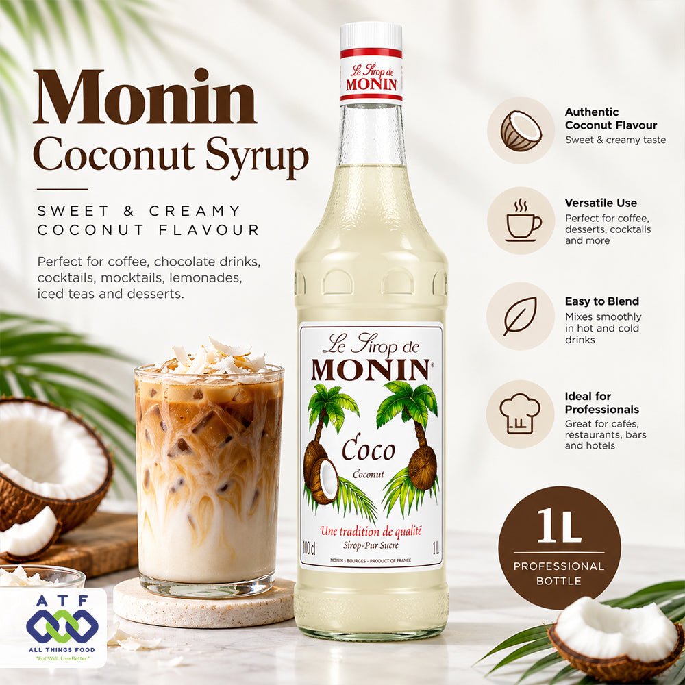 Monin Coconut Syrup 1L for Coffee Cocktails - SNH Packing