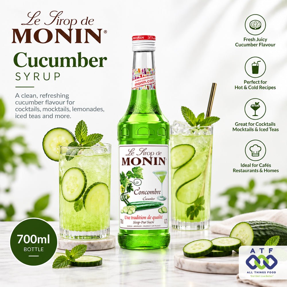 Monin Cucumber Syrup 700ml for Cocktails Mocktails and Tea - SNH Packing