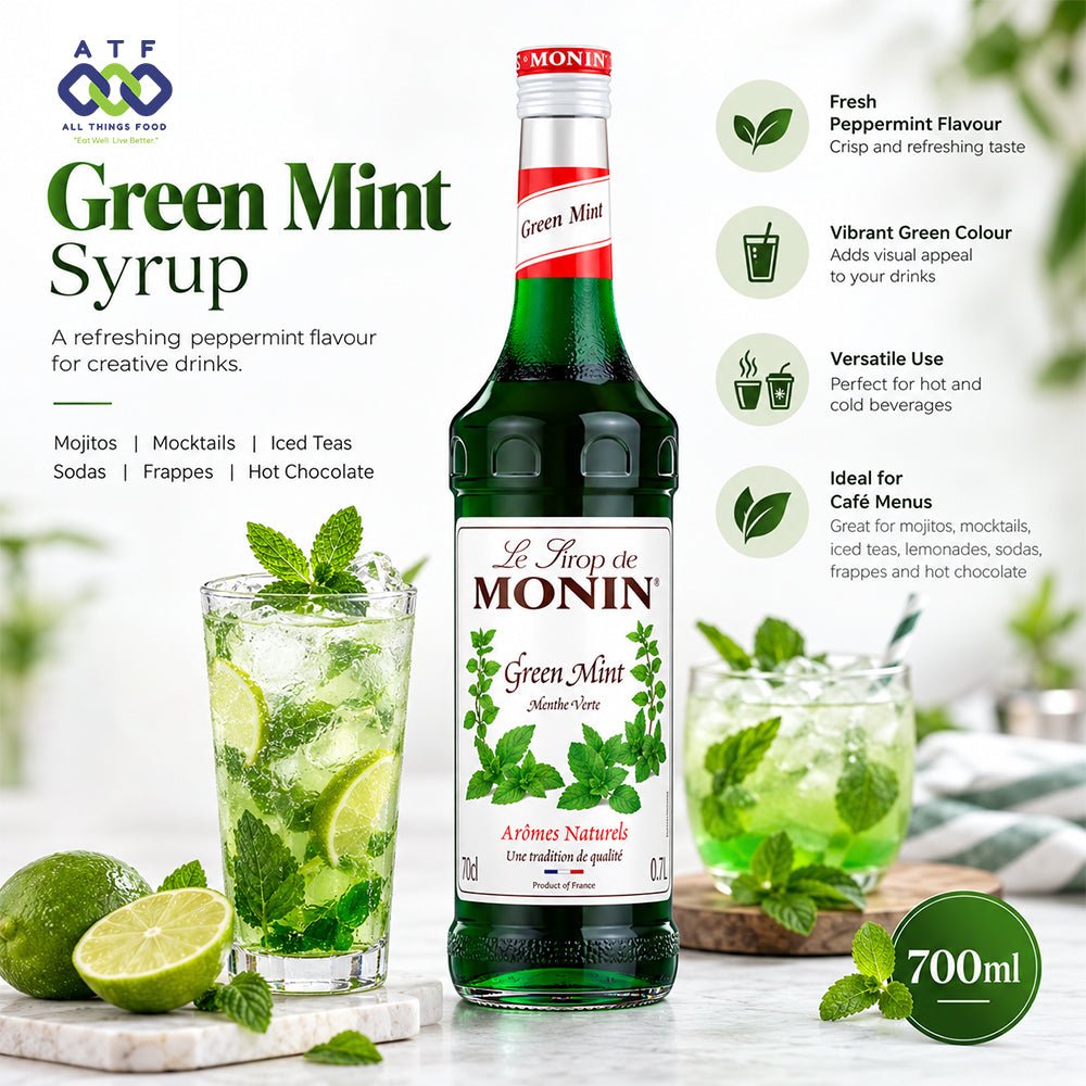 Monin Green Mint Syrup 700ml for Mojitos Iced Tea and Soda - SNH Packing