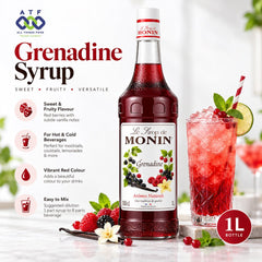 Monin Grenadine Syrup 1L for Mocktails Cocktails - SNH Packing