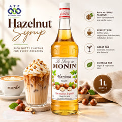 Monin Hazelnut Syrup 1L Premium Nutty Coffee Beverage Syrup - SNH Packing
