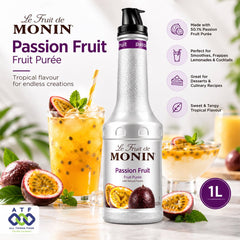 Monin Passion Fruit Mix Puree 1L Premium Tropical Fruit Puree - SNH Packing