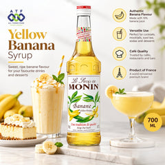Monin Yellow Banana Syrup 700ml for Cocktails and Desserts - SNH Packing