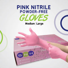 Pink nitrile gloves with a box