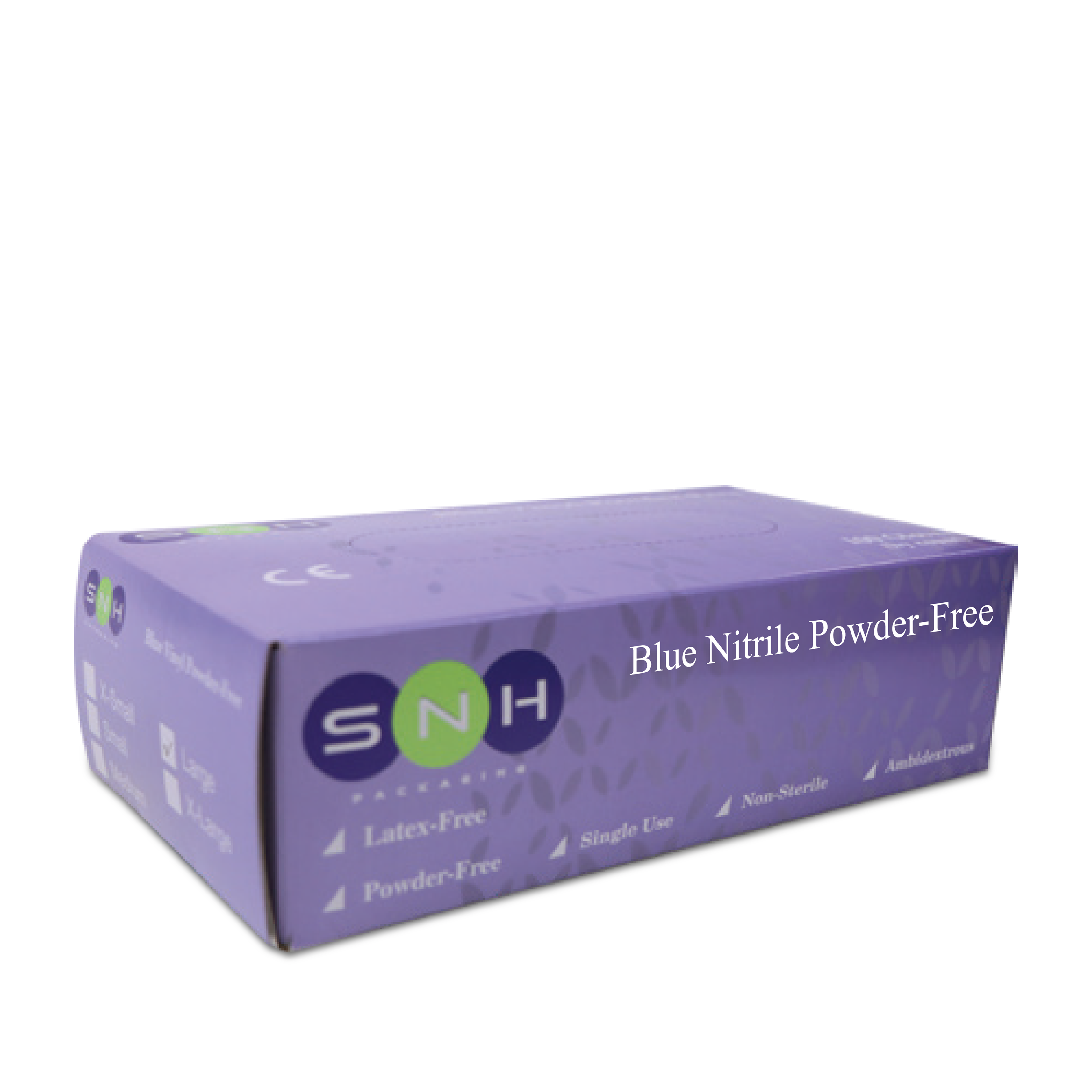 Box of SNH blue nitrile gloves