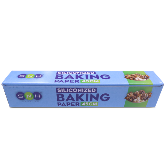 Box of siliconized baking paper with SNH branding on a white background