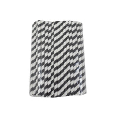 Paper Straw Black Stripe - 100 Pieces - SNH Packing