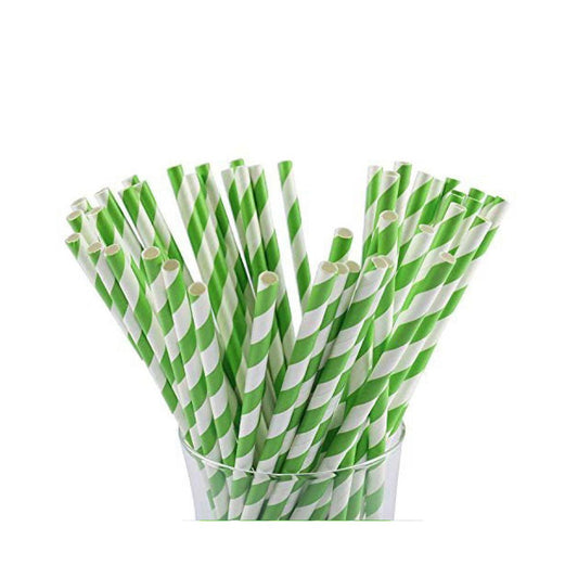 Paper Straw Green White 6 MM 250 Pieces - SNH Packing
