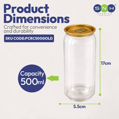 PET Can Clear Round with Gold Lid 55mm 250ml to 500ml - SNH Packing