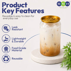 PET Can Clear Round with Gold Lid 55mm 250ml to 500ml - SNH Packing