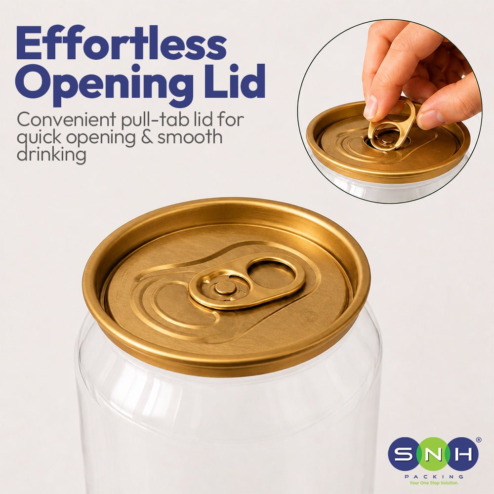 PET Can Clear Round with Gold Lid 55mm 250ml to 500ml - SNH Packing