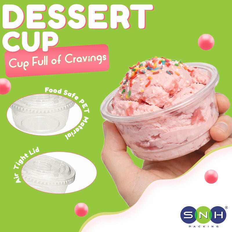 PET Dessert Cups SD15 SD20 6oz 8oz with Lids - SNH Packing