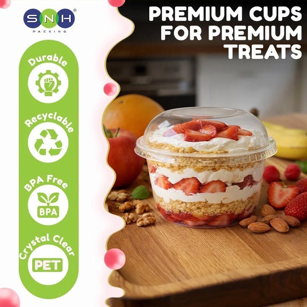 PET Dessert Cups SD15 SD20 6oz 8oz with Lids - SNH Packing