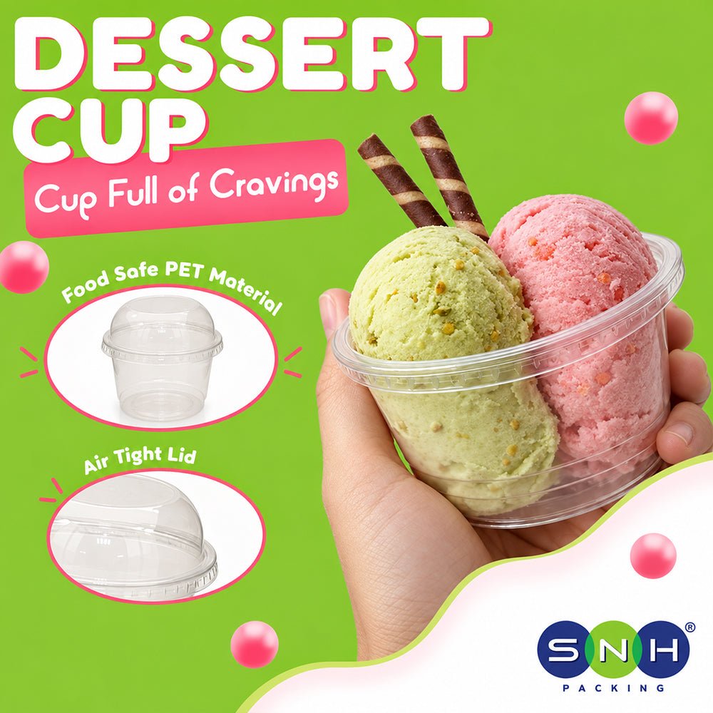 PET Dessert Cups SD15 SD20 6oz 8oz with Lids - SNH Packing
