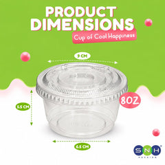 PET Dessert Cups SD15 SD20 6oz 8oz with Lids - SNH Packing