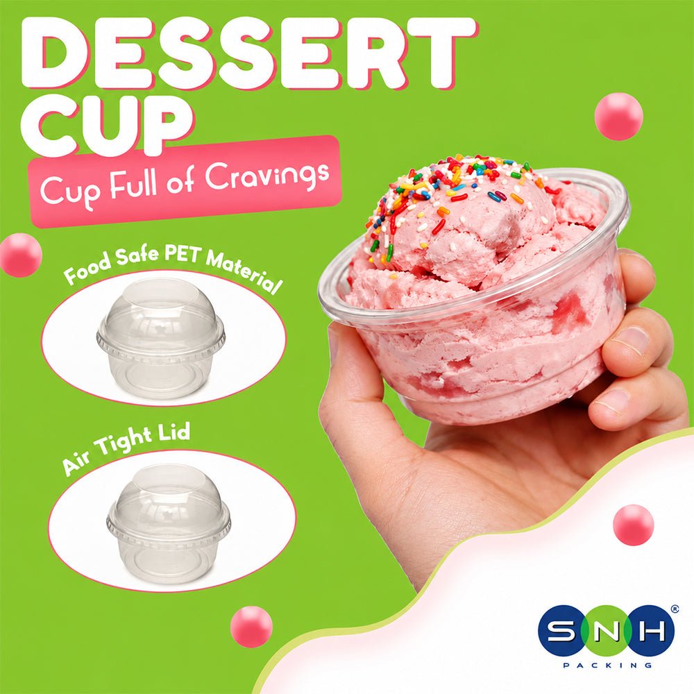 PET Dessert Cups SD15 SD20 6oz 8oz with Lids - SNH Packing